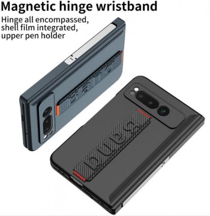 GKK - GKK Google Pixel Fold Mobilskal Wristband Kickstand Carbon - Silver