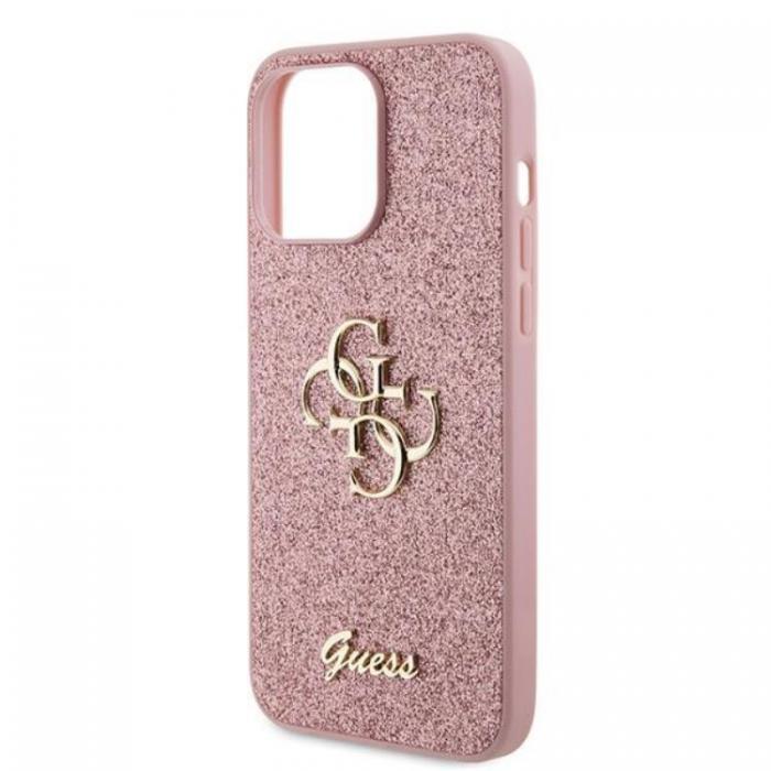 Guess - Guess iPhone 15 Pro Mobilskal Glitter Script Big 4G - Rosa