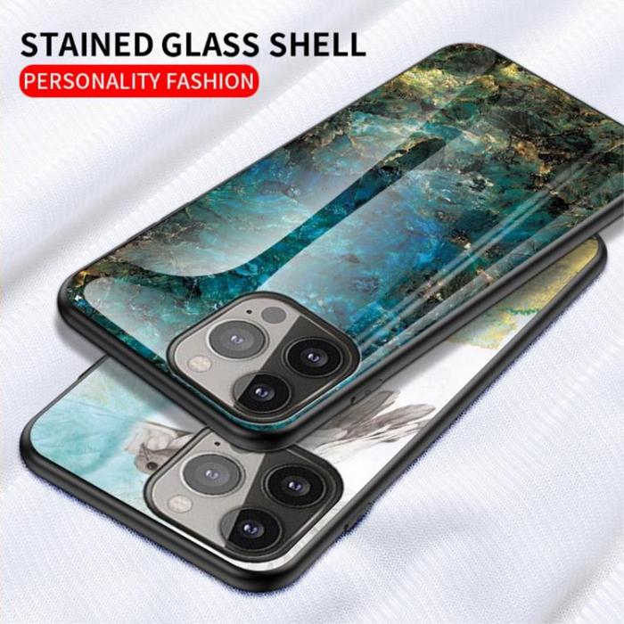 A-One Brand - Anti-Scratch Hrdat Glas Skrmskydd iPhone 13 Pro Max - Vit Marble