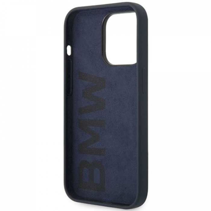 BMW - BMW iPhone 14 Pro Mobilskal Silicone Metal Logo - Marinbl