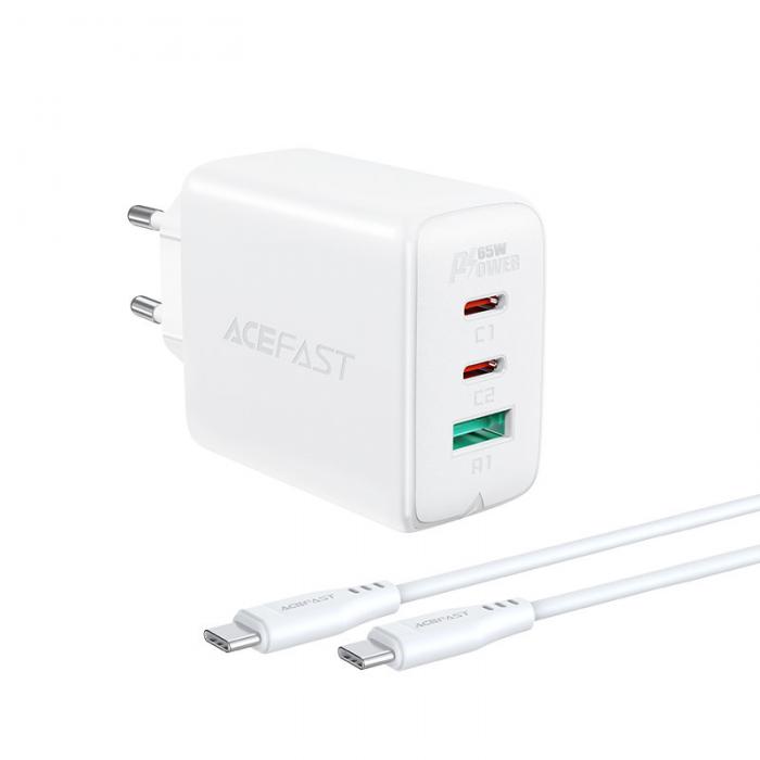 Acefast - Acefast 2in1 Vggladdare 2x USB-C Till USB 65W Kabel - Vit