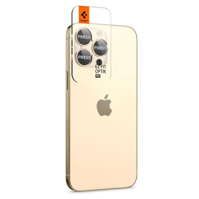 Spigen - [2-Pack] Spigen iPhone 14 Pro/14 Pro Max Kameralinsskydd i Hrdat Glas - Guld