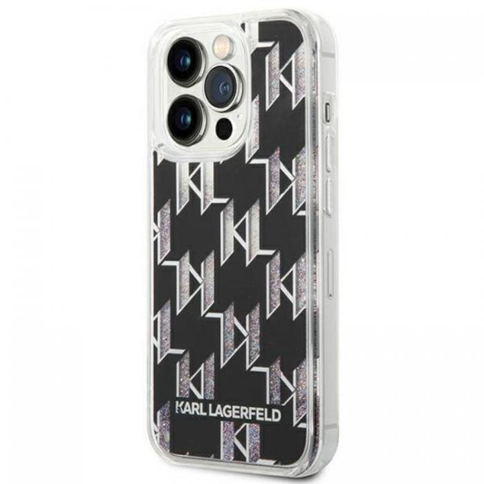 KARL LAGERFELD - Karl Lagerfeld iPhone 14 Pro Max Skal Liquid Glitter Monogram - Svart