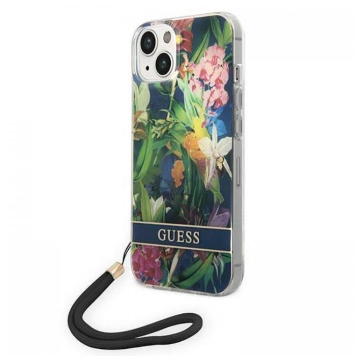 Guess - GUESS iPhone 14 Skal Flower Strap - Bl