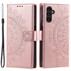 A-One Brand - Galaxy A24 4G Plånboksfodral Imprinted Mandala Flower - Rosa Guld