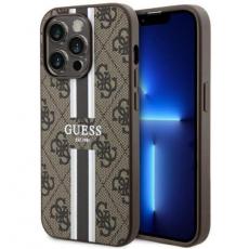 Guess - Guess iPhone 14 Pro Mobilskal MagSafe 4G Printed Stripes Brun