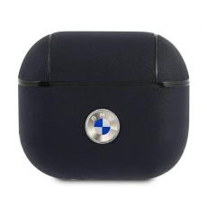 BMW - BMW Äkta Läder Silver Logo Skal Airpods 3 - Marinblå