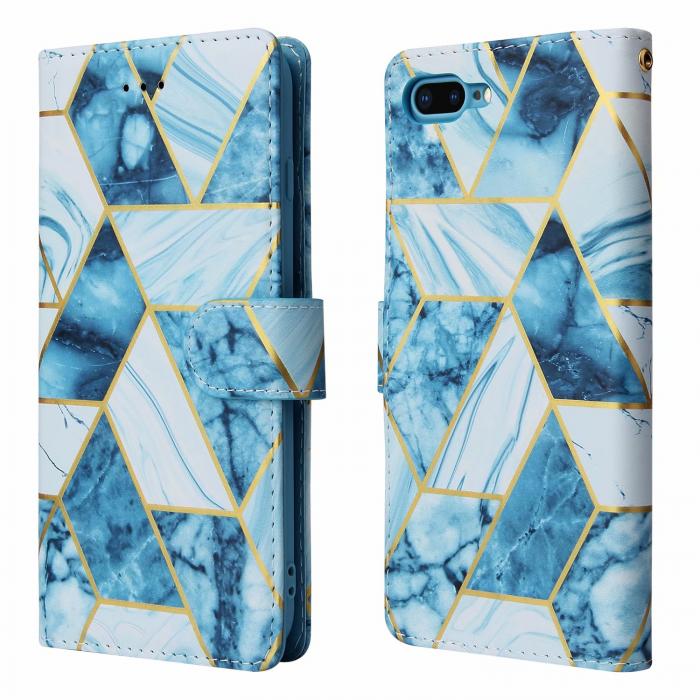 A-One Brand - Marble Plnboksfodral till iPhone 7 Plus & iPhone 8 Plus - Bl