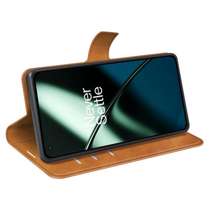 A-One Brand - OnePlus 11 5G Plnboksfodral Calf Texture Flip - Brun