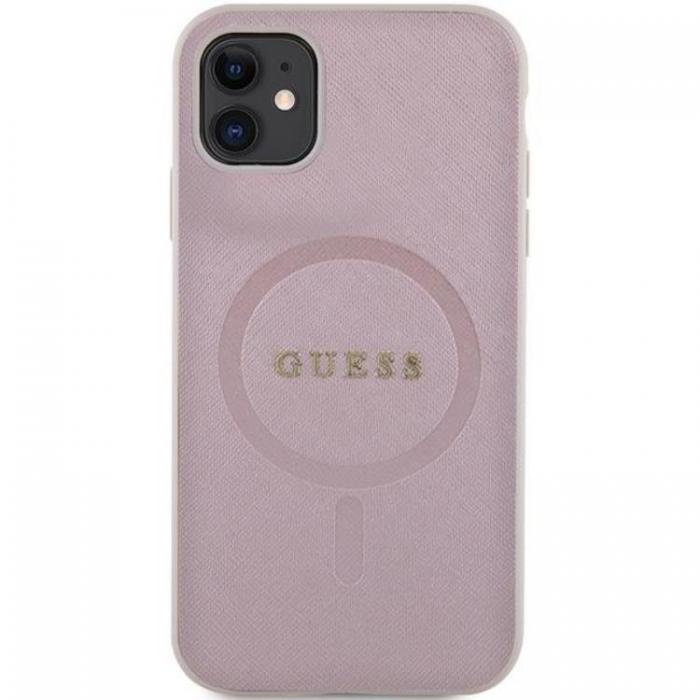 Guess - Guess iPhone 11/XR Mobilskal Magsafe Saffiano - Rosa