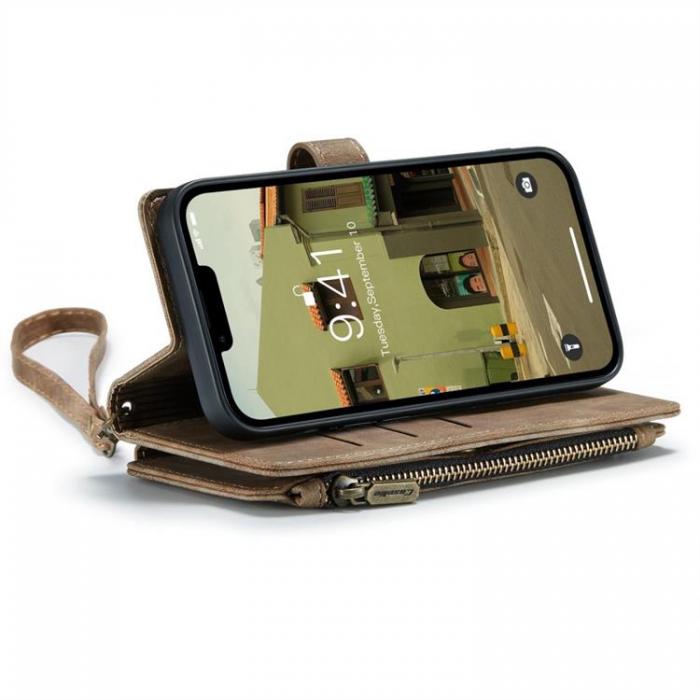 UTGATT1 - CASEME iPhone 14 Plus Plnboksfodral C30 Zipper - Brun