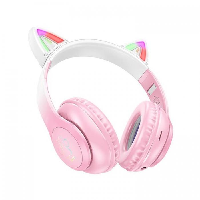 Hoco - Hoco Bluetooth On-Ear Hrlurar Cat Ear - Cherry Blossom