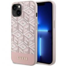 Guess - Guess iPhone 14 Mobilskal MagSafe GCube Stripes - Rosa