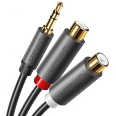 Ugreen - Ugreen Audio Adapter Jack 3.5mm Till 2xRCA Kabel 0.25m - Grå