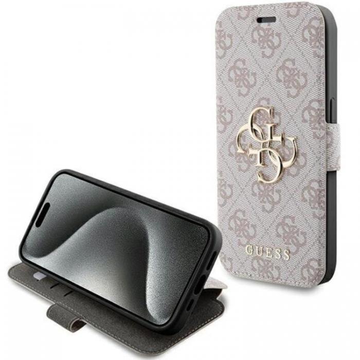 Guess - Guess iPhone 15 Pro Plnboksfodral 4G Metal Logo - Rosa