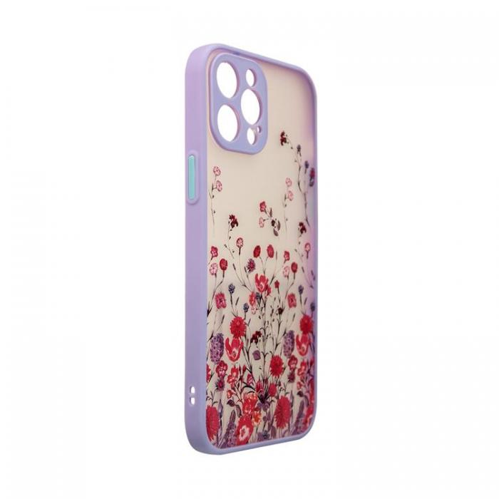 OEM - iPhone 13 Pro Max Skal Design Floral - Lila