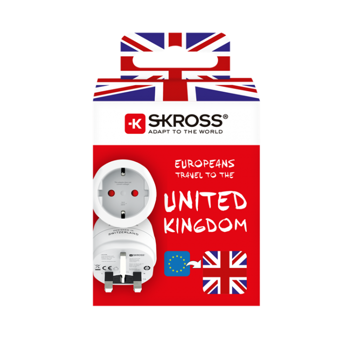 SKross - SKross El-Adapter Storbritannien mfl - Vit