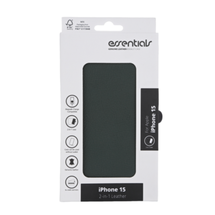 UTGATT1 - Essentials iPhone 15 Plnboksfodral Detachable - Grn