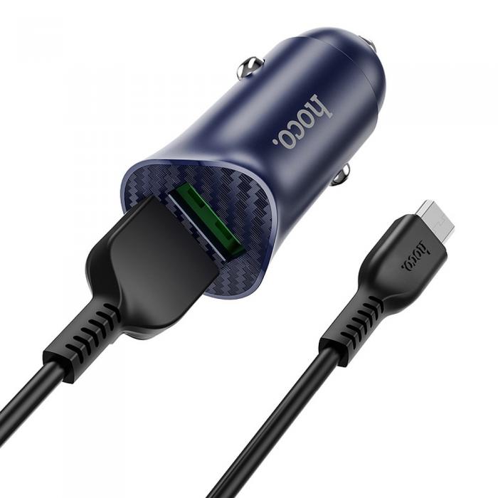 UTGATT1 - HOCO Billaddare 2 x USB QC3.0 18W + Micro USB Kabel - Bl