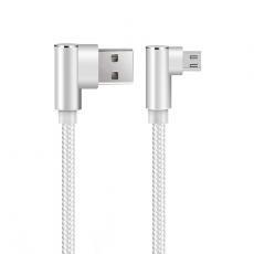 SiGN - SiGN Vinklad USB-A till Micro-USB Kabel 1m - Vit