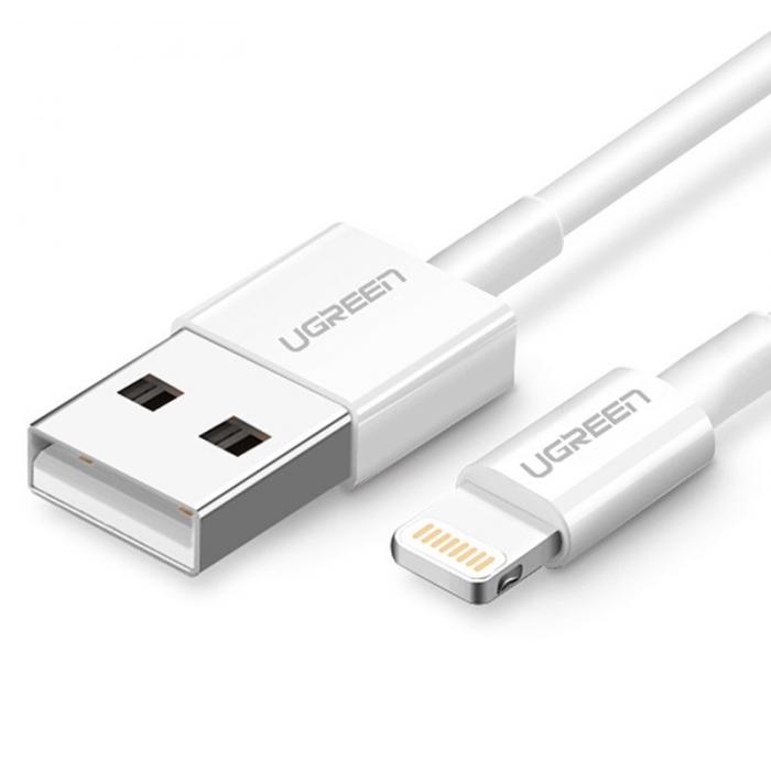 UTGATT5 - UGreen USB lightning MFI Kabel 20cm 2,4A Vit