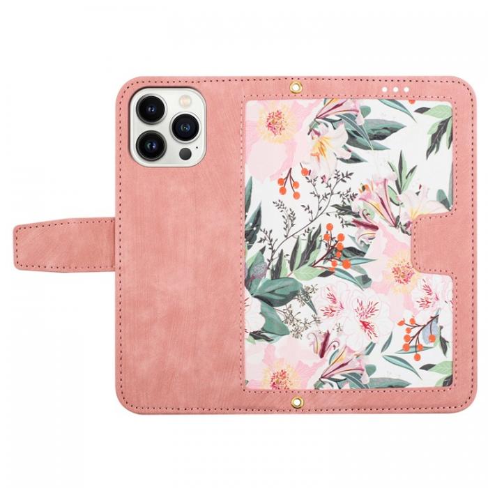 A-One Brand - iPhone 15 Pro Max Plnboksfodral Flower Pattern - Rosa