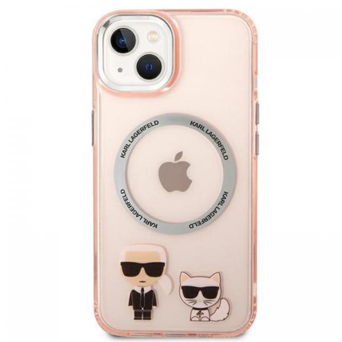 KARL LAGERFELD - Karl Lagerfeld iPhone 14 Plus Skal Magsafe Karl & Choupette Aluminum - Rosa