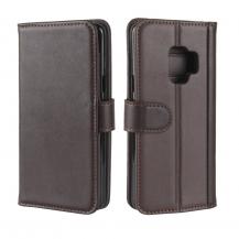 A-One Brand - Genuine Split Plånboksfodral till Samsung Galaxy S9 - Brun