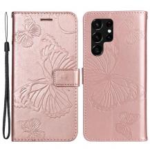 A-One Brand&#8233;Butterfly Imprinted Fodral Galaxy S22 Plus - Rosa Guld&#8233;