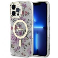 Guess - Guess iPhone 14 Pro Max Mobilskal MagSafe Flower - Transparent