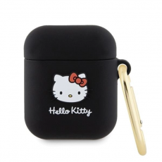 Hello Kitty - Hello Kitty AirPods 1/2 Skal Silikon 3D Kitty Head - Svart