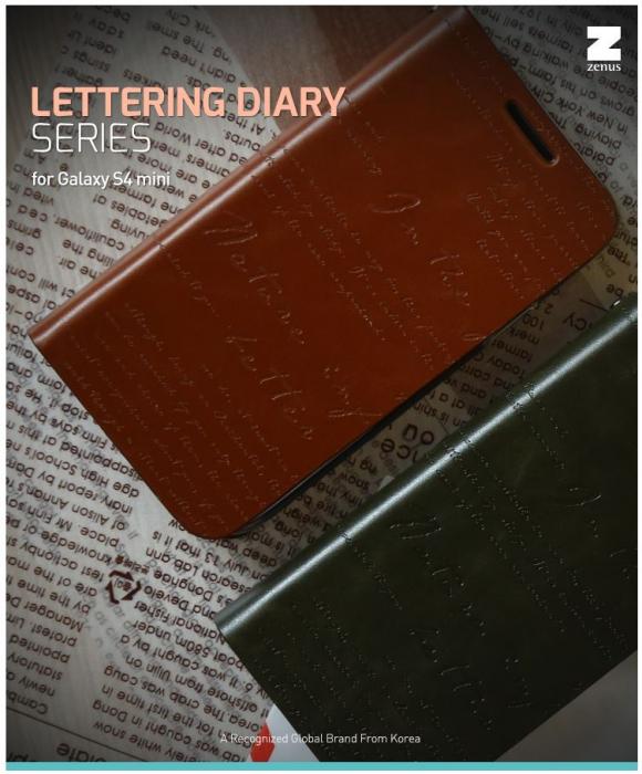 UTGATT4 - Zenus Lettering Diary Vska till Samsung Galaxy S4 Mini i9190 (Deep Khaki)