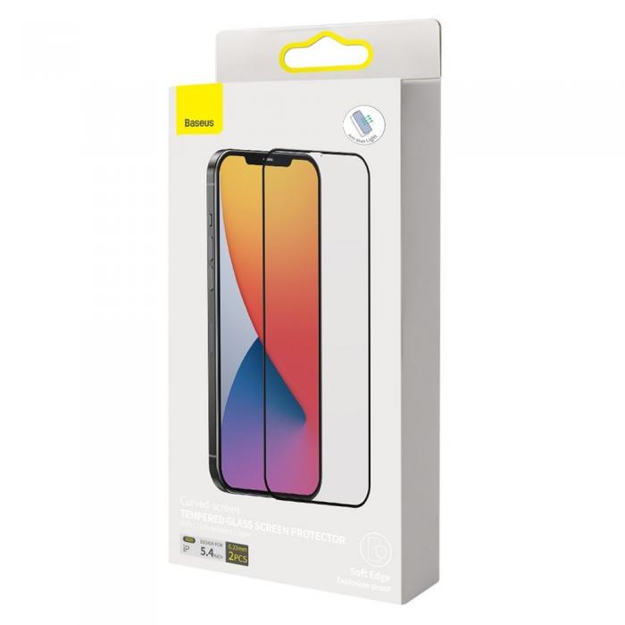 UTGATT4 - [2 PACK] Baseus Anti-Bl ljus Hrdat glas iPhone 12 mini Svart
