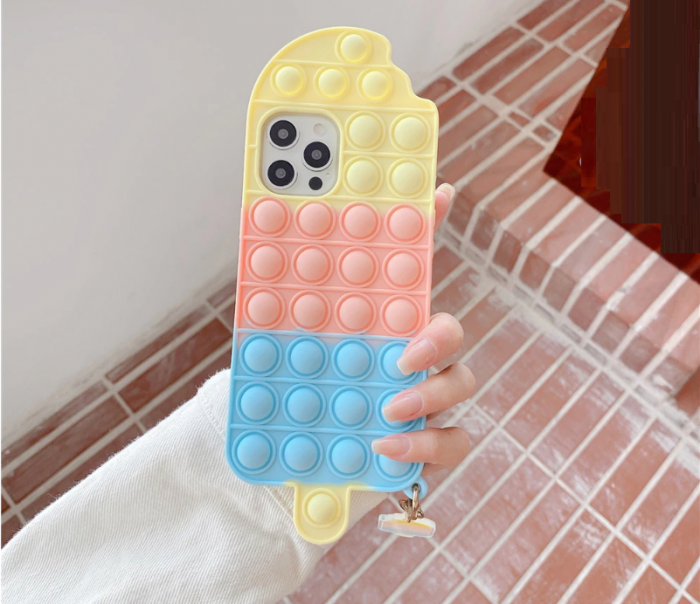 UTGATT1 - Ice Cream Pop it Fidget Skal till iPhone 7/8/SE 2020 - Rosa