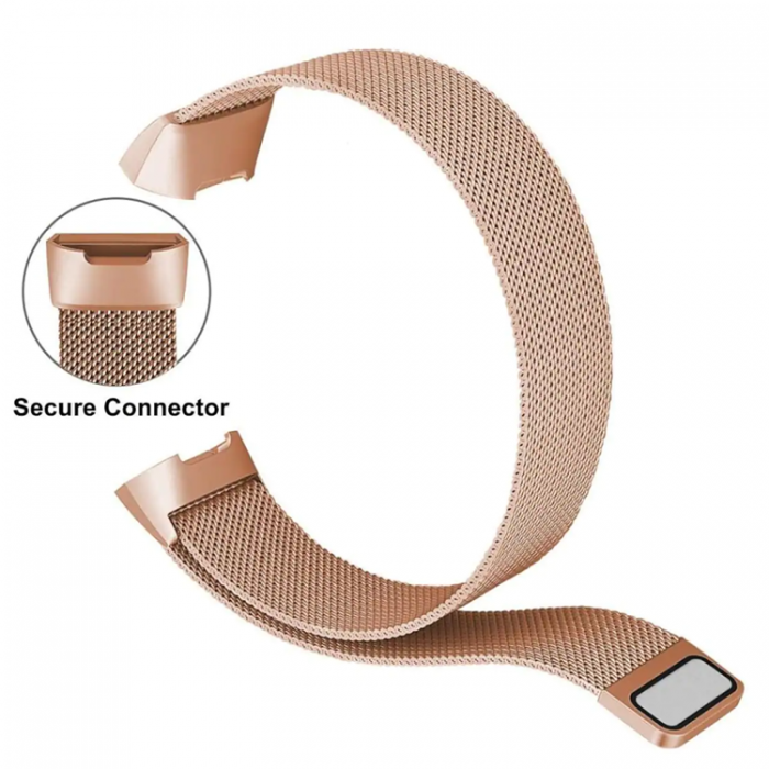 A-One Brand - Fitbit Charge 4/3 Armband Milanese Loop - Rosa Guld