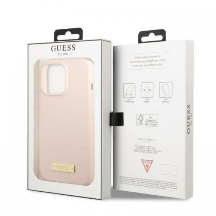 Guess - Guess iPhone 13 Pro Skal MagSafe Silicone Logo Plate - Rosa