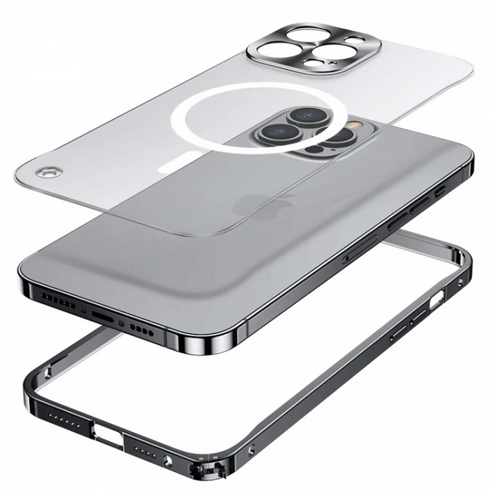 A-One Brand - iPhone 14 Plus Skal Magsafe Metall Frame - Silver