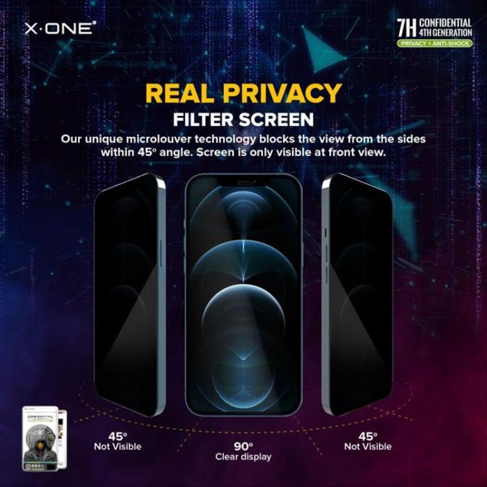 X-One - X-One iPhone 14/13 Pro/13 Hrdat Glas Skrmskydd Privacy