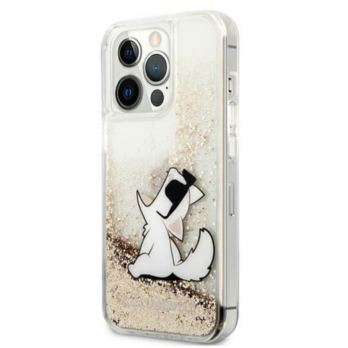 UTGATT1 - Karl Lagerfeld iPhone 13 Pro Skal Liquid Glitter - Guld