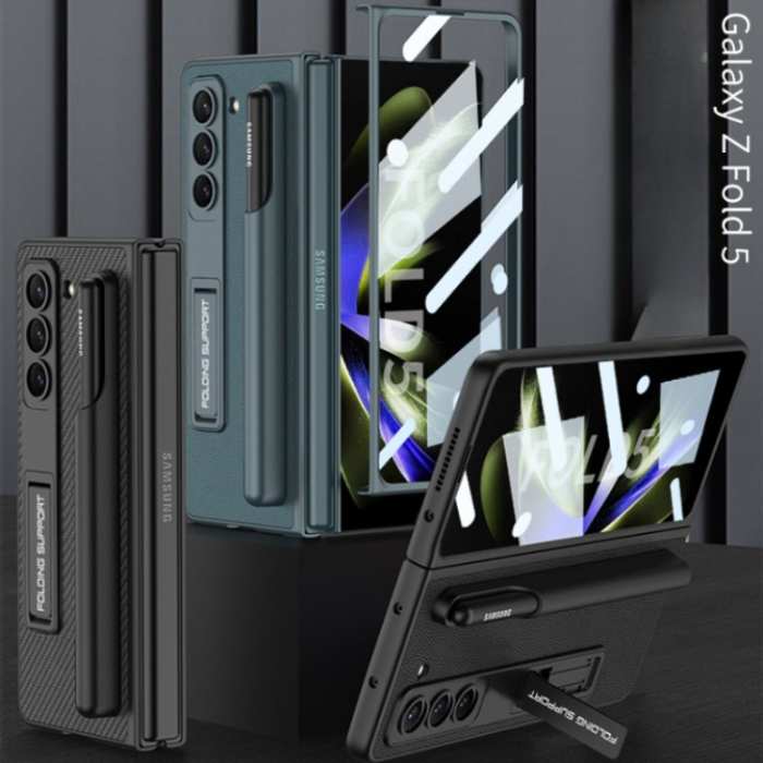 GKK - GKK Galaxy Z Fold 5 Mobilskal Magnetic Kickstand - Litchi