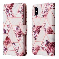 A-One Brand - Marble Grid Plånboksfodral iPhone X/Xs - Rosor