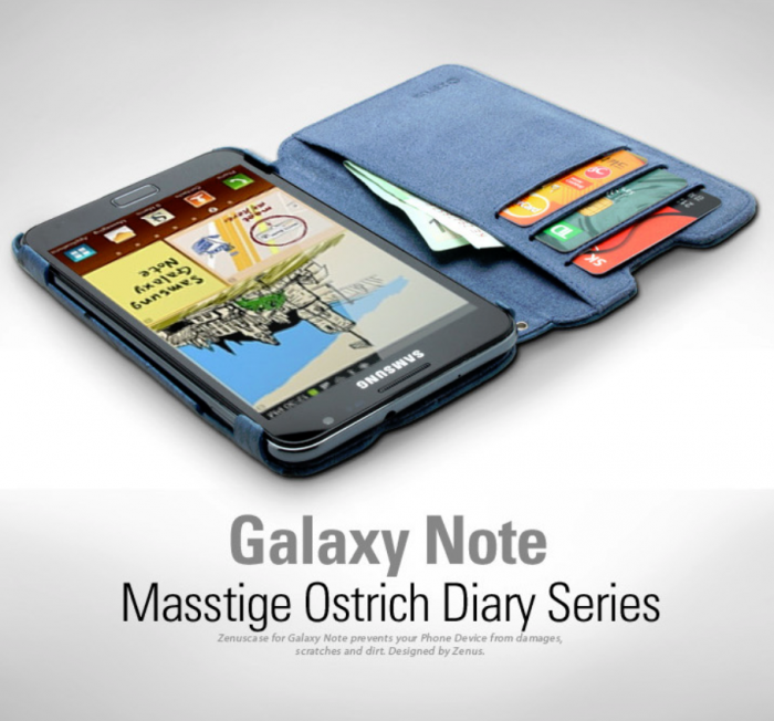 UTGATT5 - Zenus Masstige Ostrich fodral till Samsung Galaxy Note - Beige