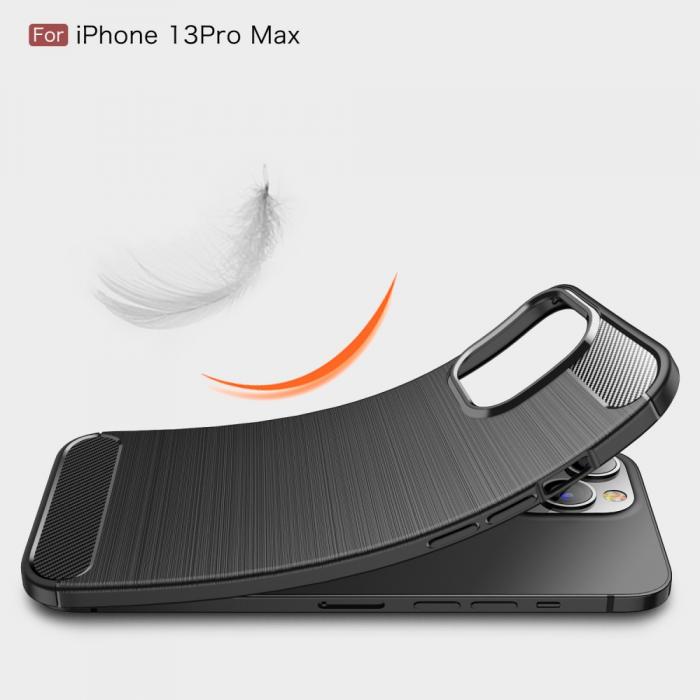 A-One Brand - Carbon Fiber Texture Skal iPhone 13 Pro Max - Svart