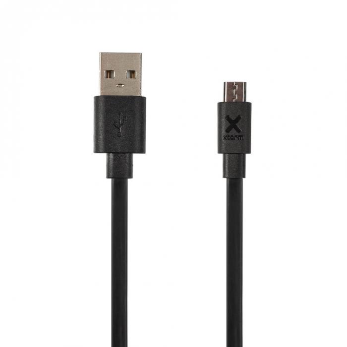 UTGATT5 - Xtorm Flat USB-A / Micro-USB Kabel 1m - Svart