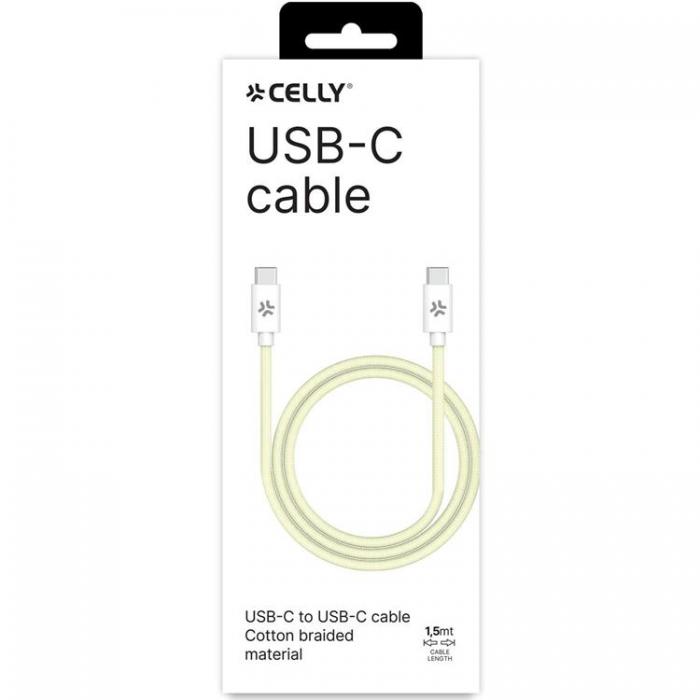 Celly - CELLY USB-C - USB-C Kabel 60W 1.5m - Gul