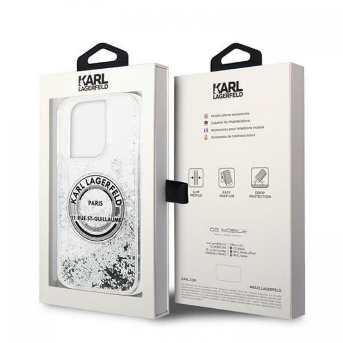 KARL LAGERFELD - Karl Lagerfeld iPhone 14 Pro Skal Liquid Glitter RSG - Silver