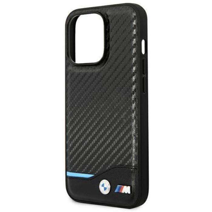BMW - BMW iPhone 14 Pro Max Skal Lder Carbon - Svart