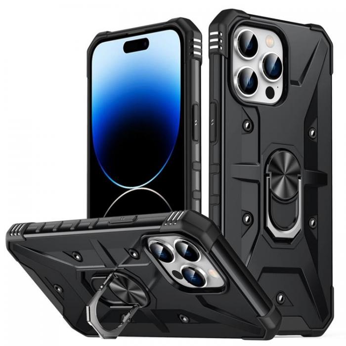 A-One Brand - iPhone 14 Pro Skal Ringhllare Armor - Svart