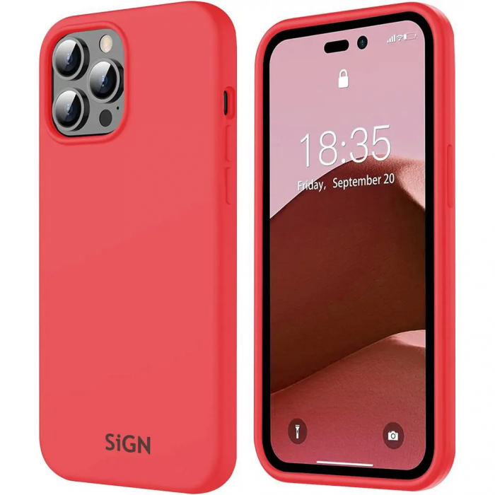 SiGN - SiGN iPhone 14 Pro Max Skal Liquid Silicone - Vattenmelonsrd