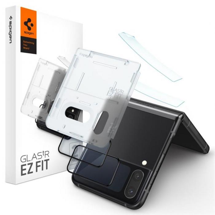 UTGATT1 - Spigen Galaxy Z Flip 4 Hrdat glas EZ FIT + Gngjrnsfilm 2-PACK - Svart